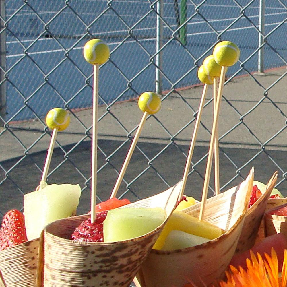 Tennis Ball Bamboo Food / Cocktail Picks, 4 3/4" - 100 or 1000 count
