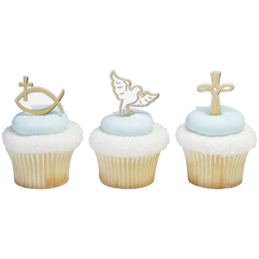 Religious Cake Set, Easter, Communions, Confirmations, Baptisms, Spiritual Cupcake Picks