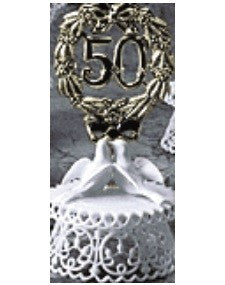 Anniversary Cake Topper - E50- Golden Anniversary with Doves