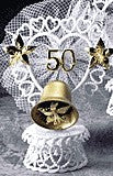 Anniversary Cake Topper - E420G- Golden Anniversary with Bell