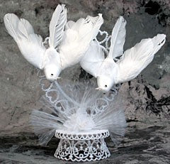 Anniversary / Wedding Cake Topper - E39-  Doves on Heart