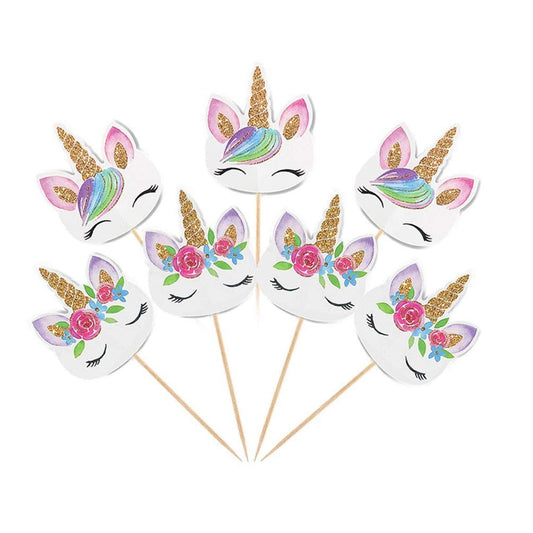 24 Rainbow Unicorn Cupcake Toppers &  25 Unicorn Stickers