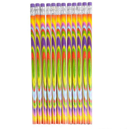 7.5" Tie-Dye Psychadelic Pencils 12 pk