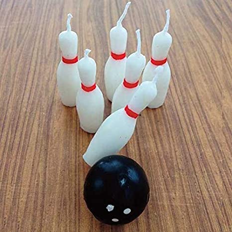 7pc Bowling Pins and Ball Candle Set, 1 set or 6 sets