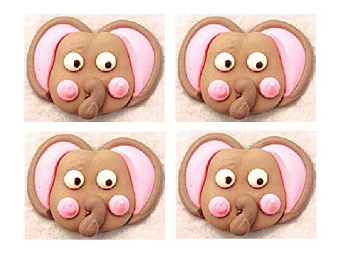 Edible Royal Icing Decorations - 2.25" Elephant Face - 4 count