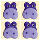 Edible Royal Icing Decorations - 2.25" Hippo Face - 4 count