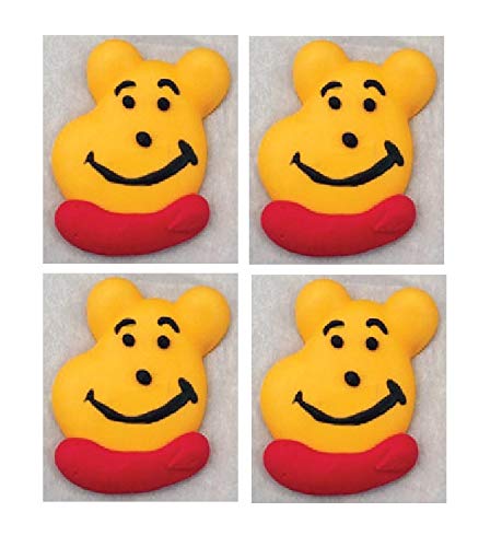 Edible Royal Icing Decorations - 2.25" Honey Bear Face - 4 count