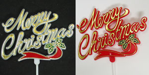 3.5" x 2.5" Merry Christmas w/ Ribbon Plaque - 36 count