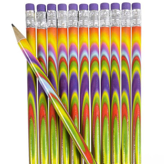 7.5" Tie-Dye Psychadelic Pencils 12 pk