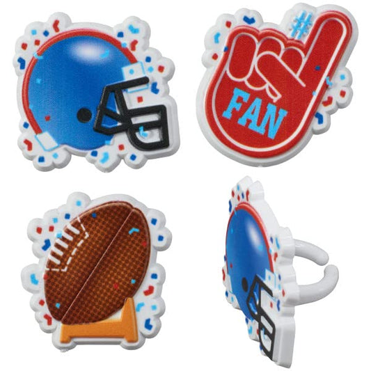 24 Football #1 Fan Cupcake Rings Topper Helmet