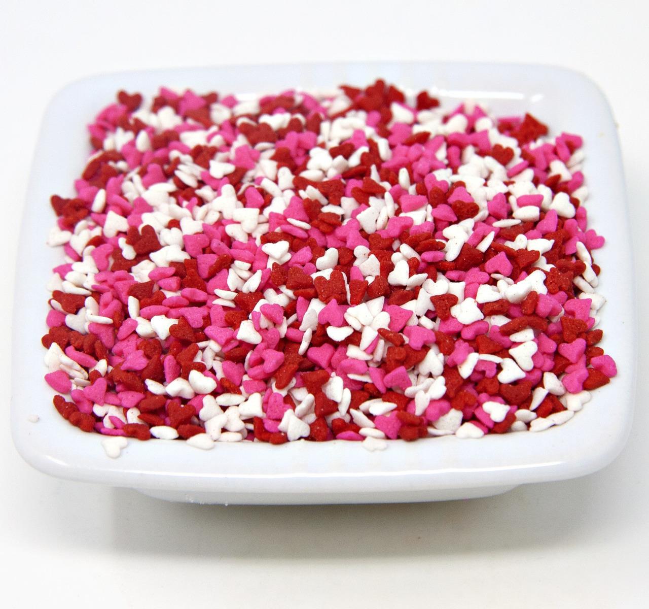 Valentine's Hearts Sprinkle Sequins - Red, White and Pink Heart Shapes