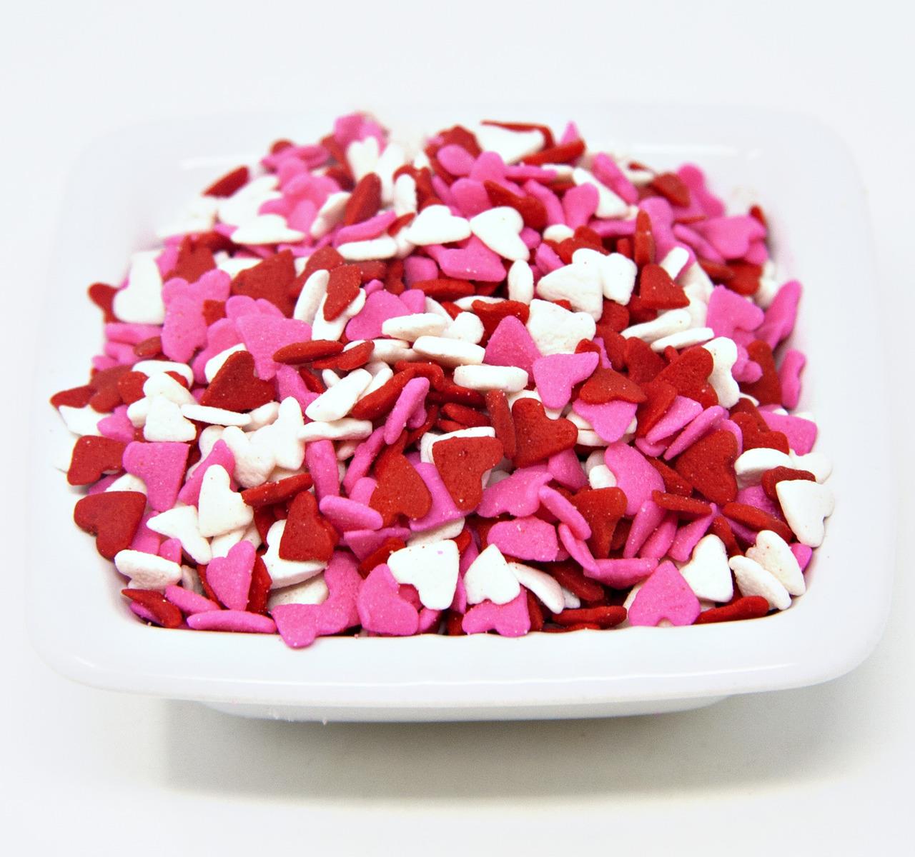 Valentine's Hearts Sprinkle Sequins - Red, White and Pink Heart Shapes