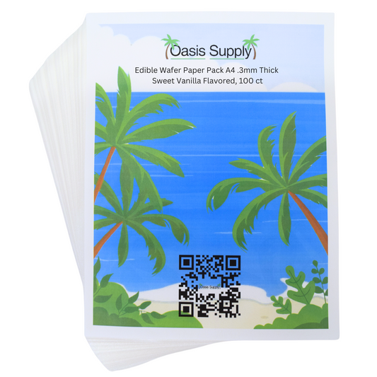 Oasis Supply Edible Wafer Paper Pack A4 Large Size, Sweet Vanilla Flavored, 100 Count