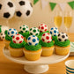 Oasis Supply Edible Soccer Ball Sugar Decorations - 12 Pack | Hand-Painted 1.25" Edible Cake & Cupcake Toppers