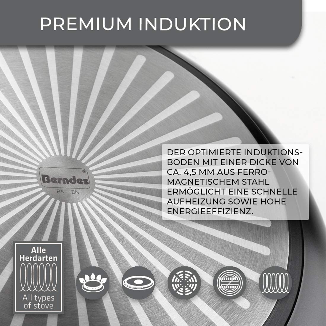 Berndes Balance Induction Enduro Cookware Set 4-Piece Aluminium Black