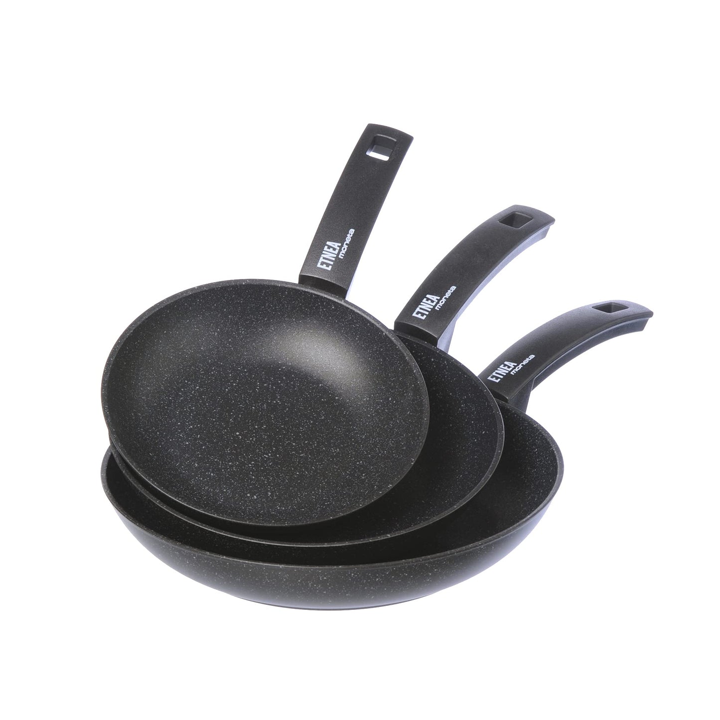 Moneta Set Frying Pans, Aluminum, Black, 20-24-28 cm
