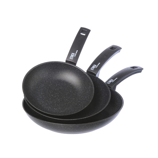 Moneta Set Frying Pans, Aluminum, Black, 20-24-28 cm