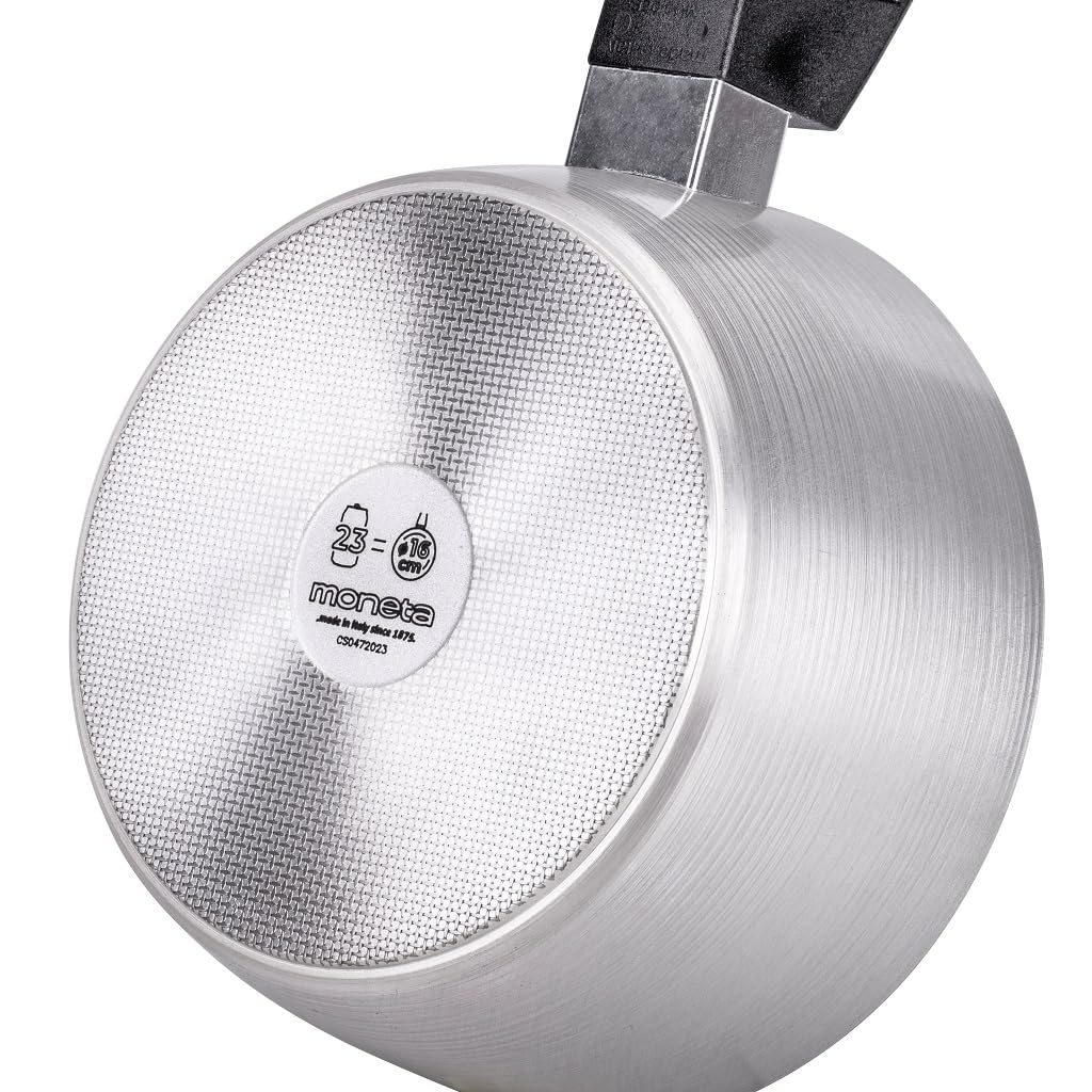 Moneta Innova Saucepan 1 m 16 cm, Natural FineGres Coating (NO PFAS), Also Suitable for Induction, 100% Made in Italy