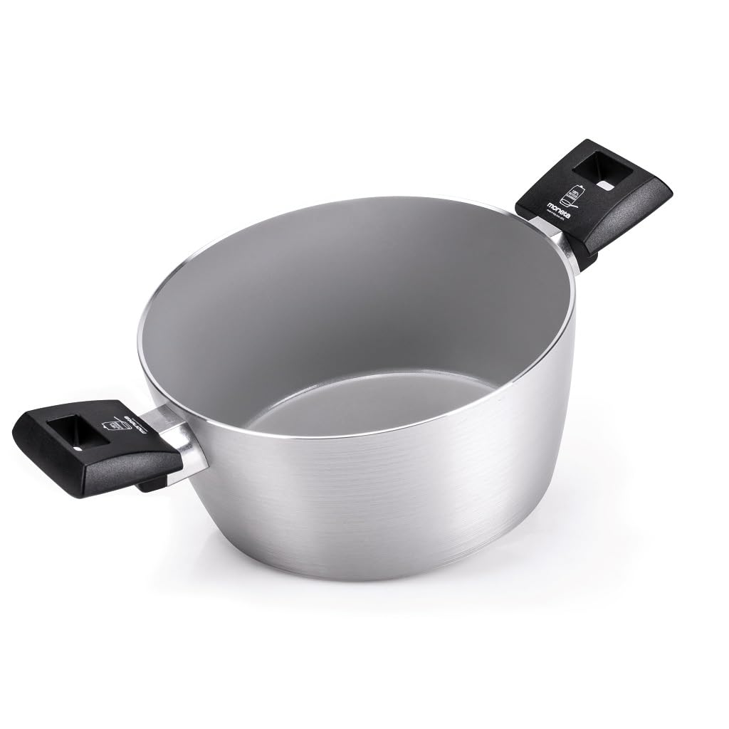 Moneta Innova Saucepan, 2 m, 20 cm, Natural FineGres Coating (NO PFAS), Also Suitable for Induction, 100% Made in Italy