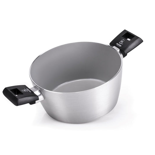 Moneta Innova Saucepan, 2 m, 20 cm, Natural FineGres Coating (NO PFAS), Also Suitable for Induction, 100% Made in Italy
