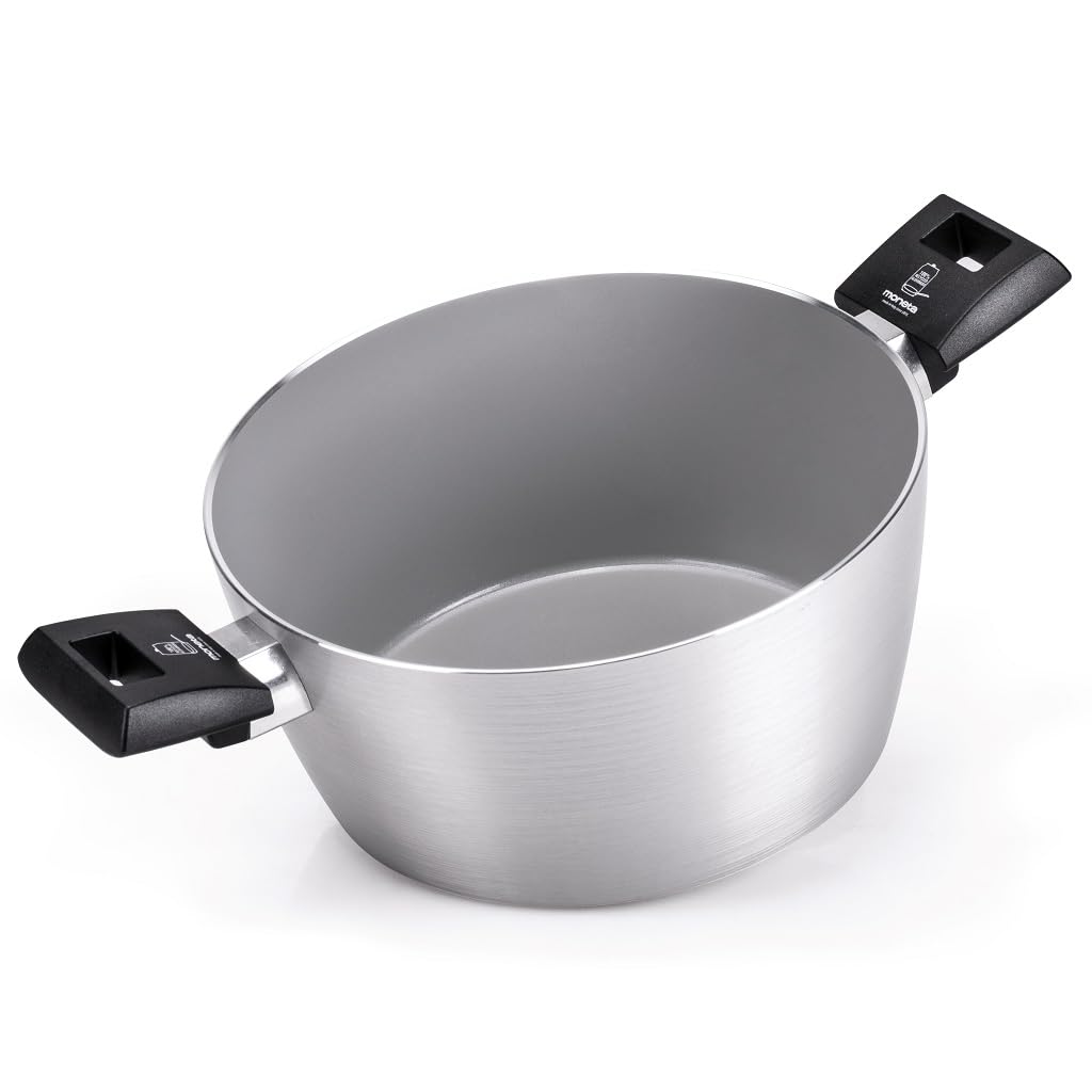 Moneta Innova Saucepan 2 m 24 cm, Natural FineGres Coating (NO PFAS), Also Suitable for Induction, 100% Made in Italy