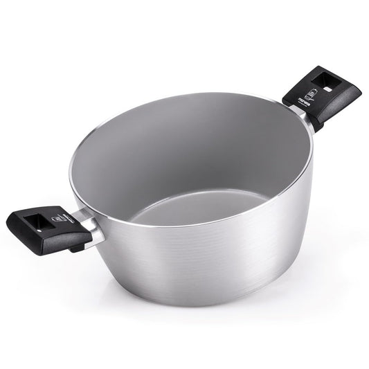 Moneta Innova Saucepan 2 m 24 cm, Natural FineGres Coating (NO PFAS), Also Suitable for Induction, 100% Made in Italy