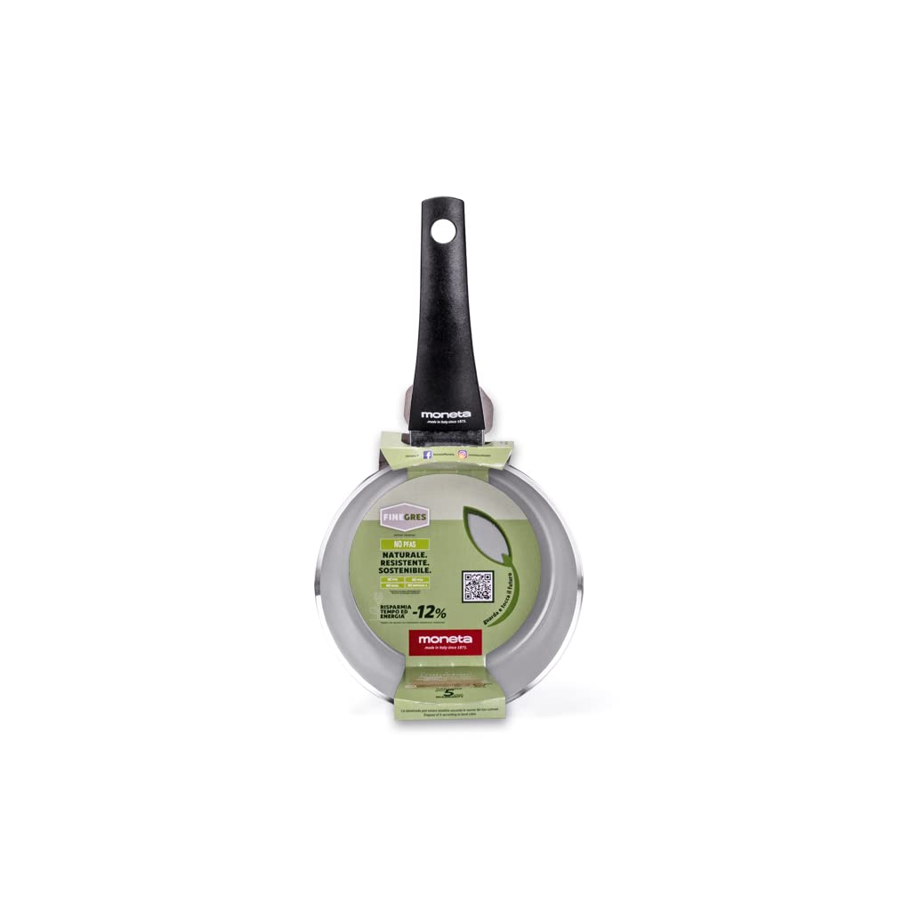 Moneta Futura Saucepan 1 m 16 cm, Natural Non-stick FineGres Coating, Also Suitable for Induction Hobs 100% Made in Italy