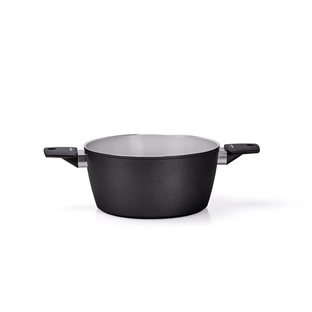 Moneta Futura Saucepan ?24 cm, Natural FineGres Non-Stick Coating, Also Suitable for Induction Hobs, 100% Made in Italy