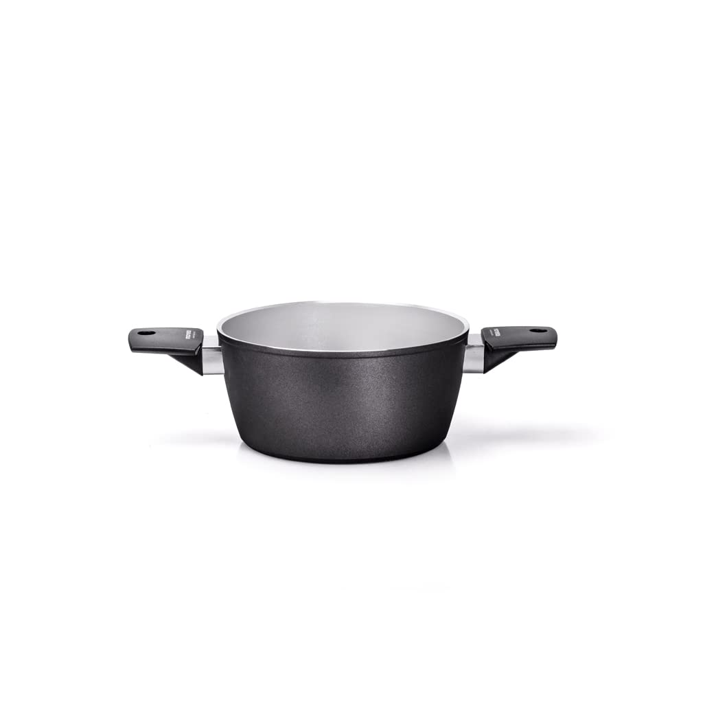 Moneta Futura Saucepan ?20 cm, Natural FineGres Non-Stick Coating, Also Suitable for Induction Hobs, 100% Made in Italy