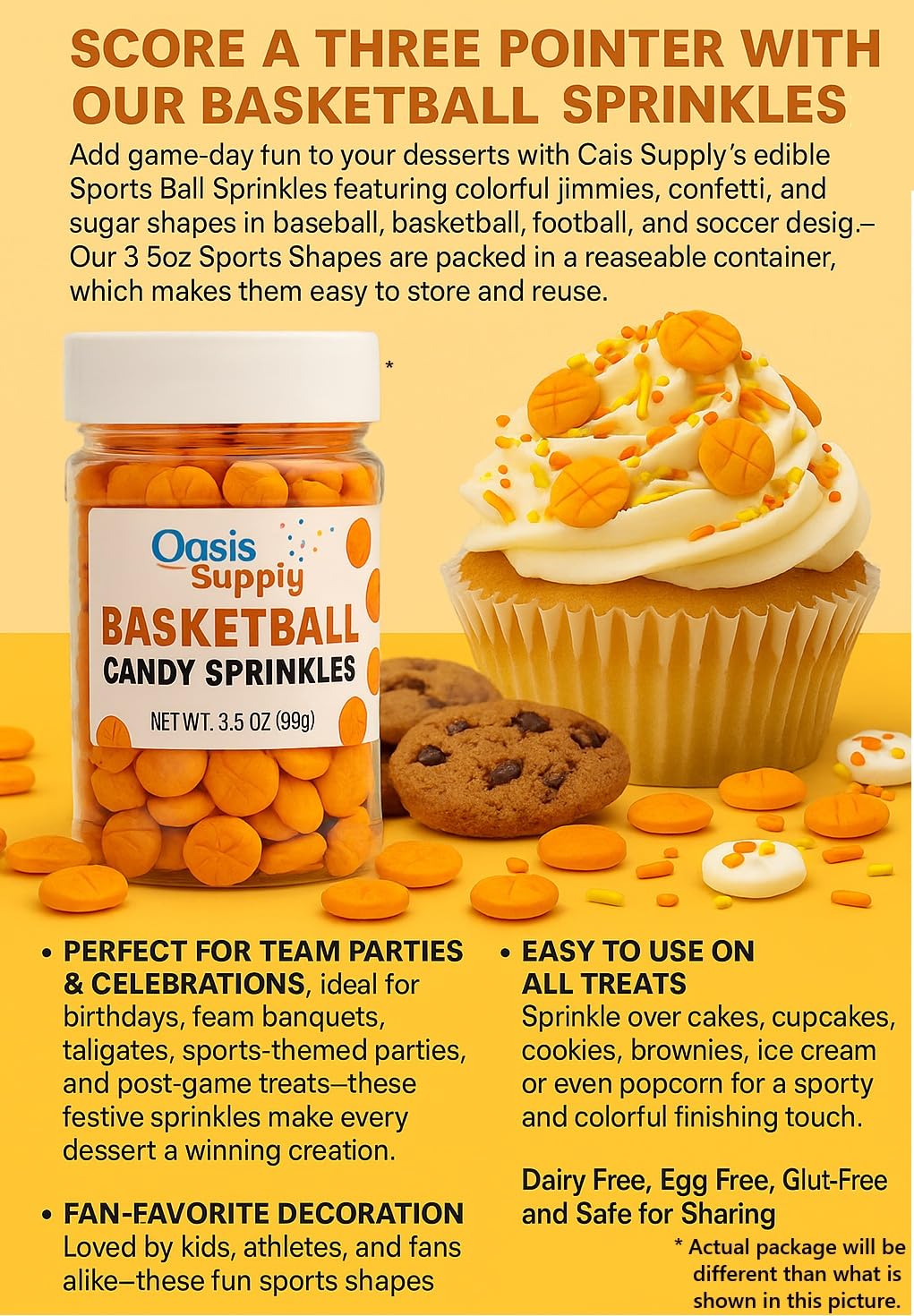 Oasis Supply Sports Ball Sprinkles, Basketball Shapes - 3 oz