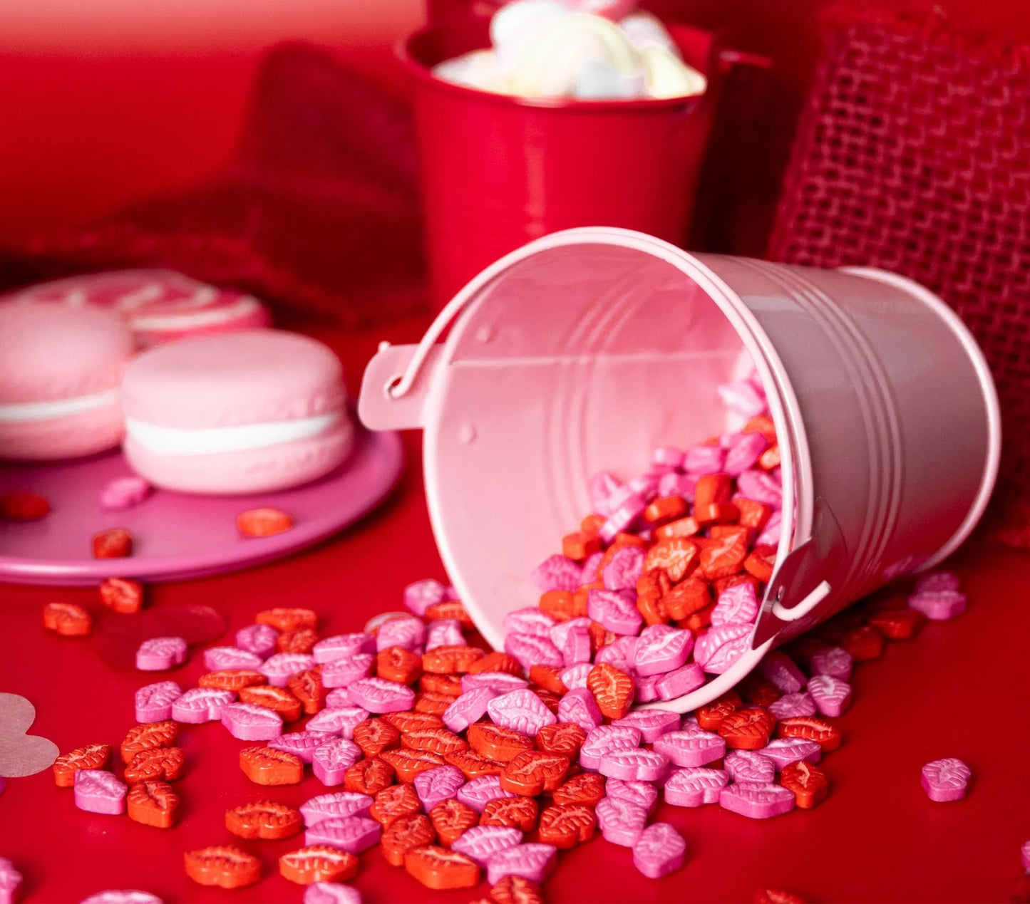 Oasis Supply Valentine's Day Sprinkles, Red and Pink Lips Mix - 3 oz