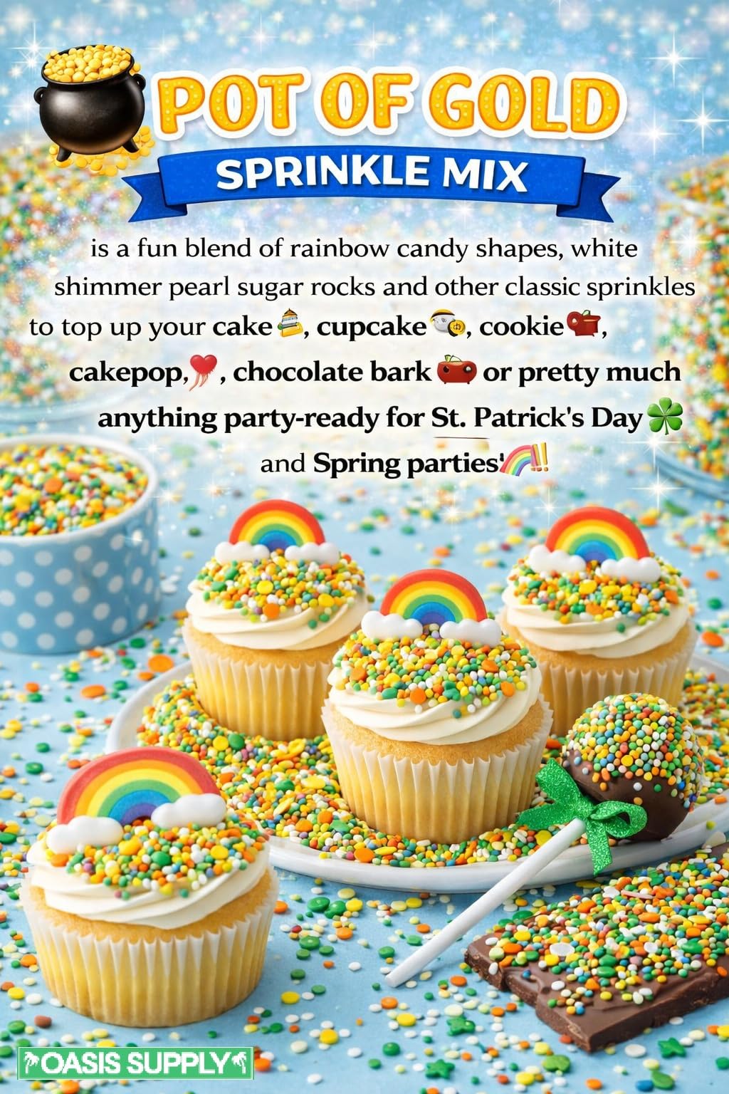 Oasis Supply, St. Patrick's Day - Pot Of Gold Sprinkle Mix - 3 oz