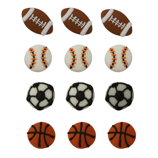 Oasis Supply, Edible Fun Shapes | Sugar Hand Painted Cake, Cupcake Toppers | Sports/Athletics | Sports Ball Assortment