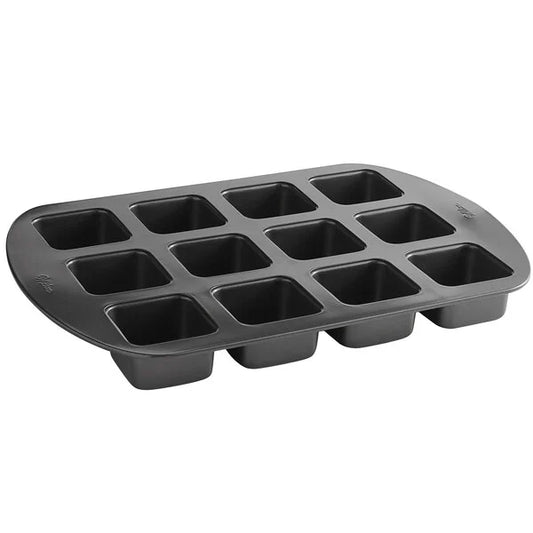 Wilton 12-Compartment Non-Stick Steel Bite-Size Brownie Pan - 2 1/2" x 2 1/2" x 1 1/2" Cavities