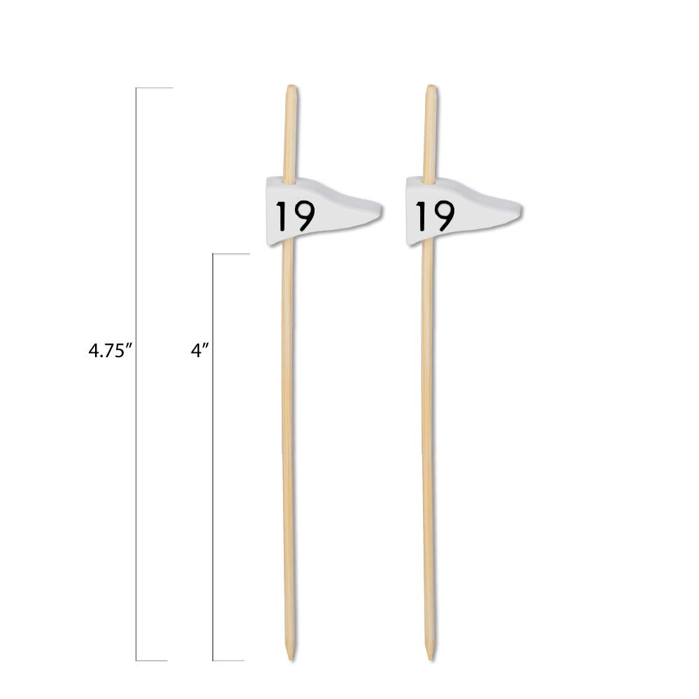 19th Hole Flag Golf Bamboo Food / Cocktail Picks, 4 3/4"  - 100 or 1000 count