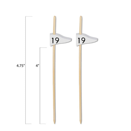 19th Hole Flag Golf Bamboo Food / Cocktail Picks, 4 3/4"  - 100 or 1000 count