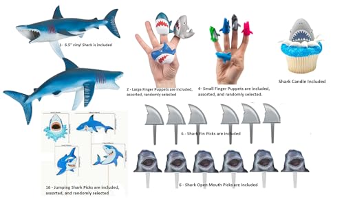 Oasis Supply's Shark Kit #5 Includes 61 Shark-themed Cake Toppers, Featuring a Variety of Characters and Toys That Will Turn Your Cake into a True Megalodon Masterpiece.