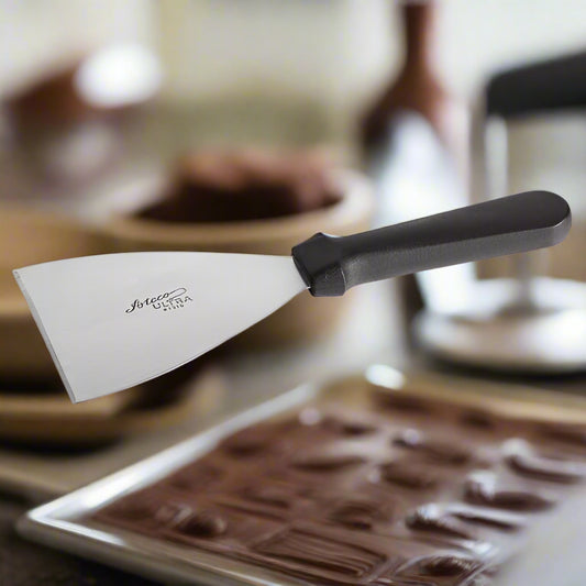 Chocolate Scraper with Plastic Handle, Stainless Steel, 9 3/4" x 4"