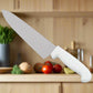 Chef Knife with White Handle, Serrated OR Straight Edge, Choose from 4 Sizes