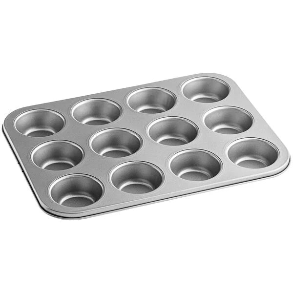 Muffin / Cupcake Pan, 12 Cup 3.5 oz. Non-Stick Carbon Steel, 11" x 14" (Standard Size)