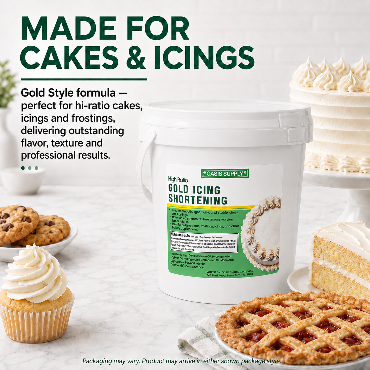 High-Ratio Gold Icing Shortening, Zero Grams Trans Fat per Serving, Premium Bakery Shortening for Buttercream, Frosting and Icing
