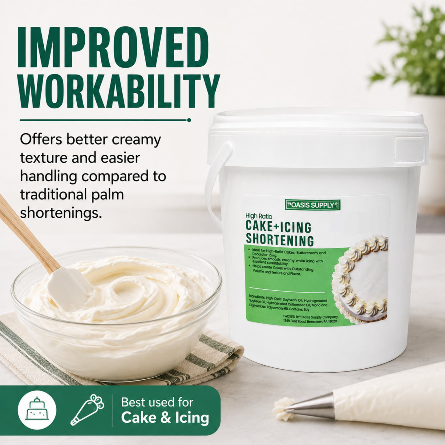 High-Ratio Cake and Icing Shortening, Zero Grams Trans Fat per Serving, Premium Bakery Shortening for Buttercream, Frosting, Cakes and Decorative Icing