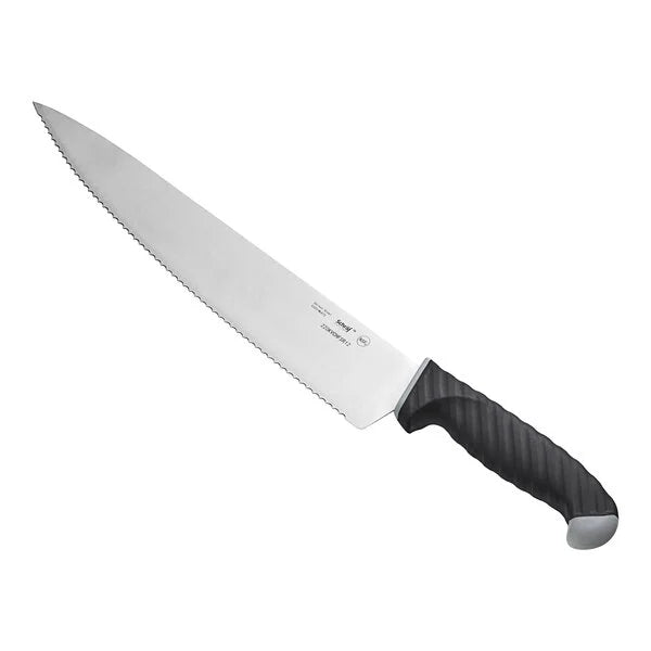 Chef Knife with White Handle, Serrated OR Straight Edge, Choose from 4 Sizes