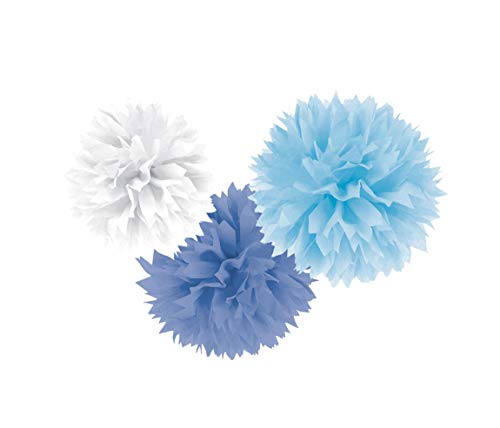 Amscan Fluffy Baby Shower Hanging Decorations-Boy, 16", Blue