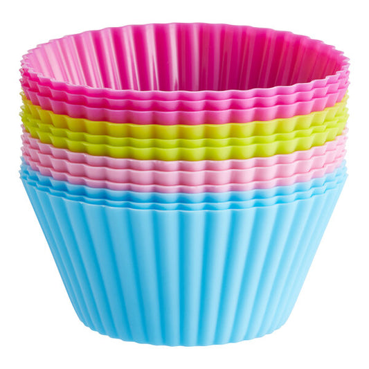 Assorted Colors Silicone Baking Cup, Fox Run Brand, Standard Size, 2 3/4" x 1 1/4" - 12 cups / set