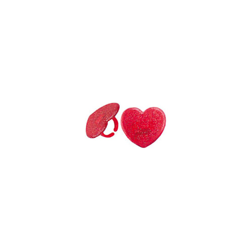 Red Glitter Heart Rings - 12 or 72 pcs