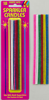 Sparkler Birthday Candles - Assorted Colors - 18/pk
