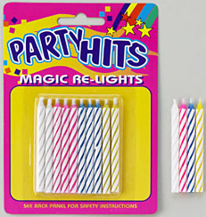 Magic Re-Lite Birthday Candles | Assorted Colors | Pack of 10| 1 pack or 12 packs