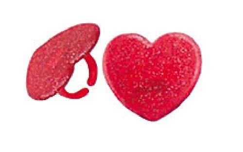 Red Glitter Heart Rings - 12 or 72 pcs