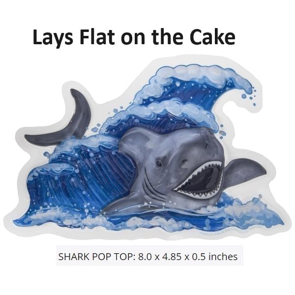 Oasis Supply, 22 Piece SHARK Cake Toppers, Kit #4 Includes 1-Large Shark Pop-Top, 3-Shark Fin Cake Picks, 3-Shark Mouth Cupcake Picks, 8-Jumping Shark Pics, 6-Shark Stickers, & a Happy Birthday Sign